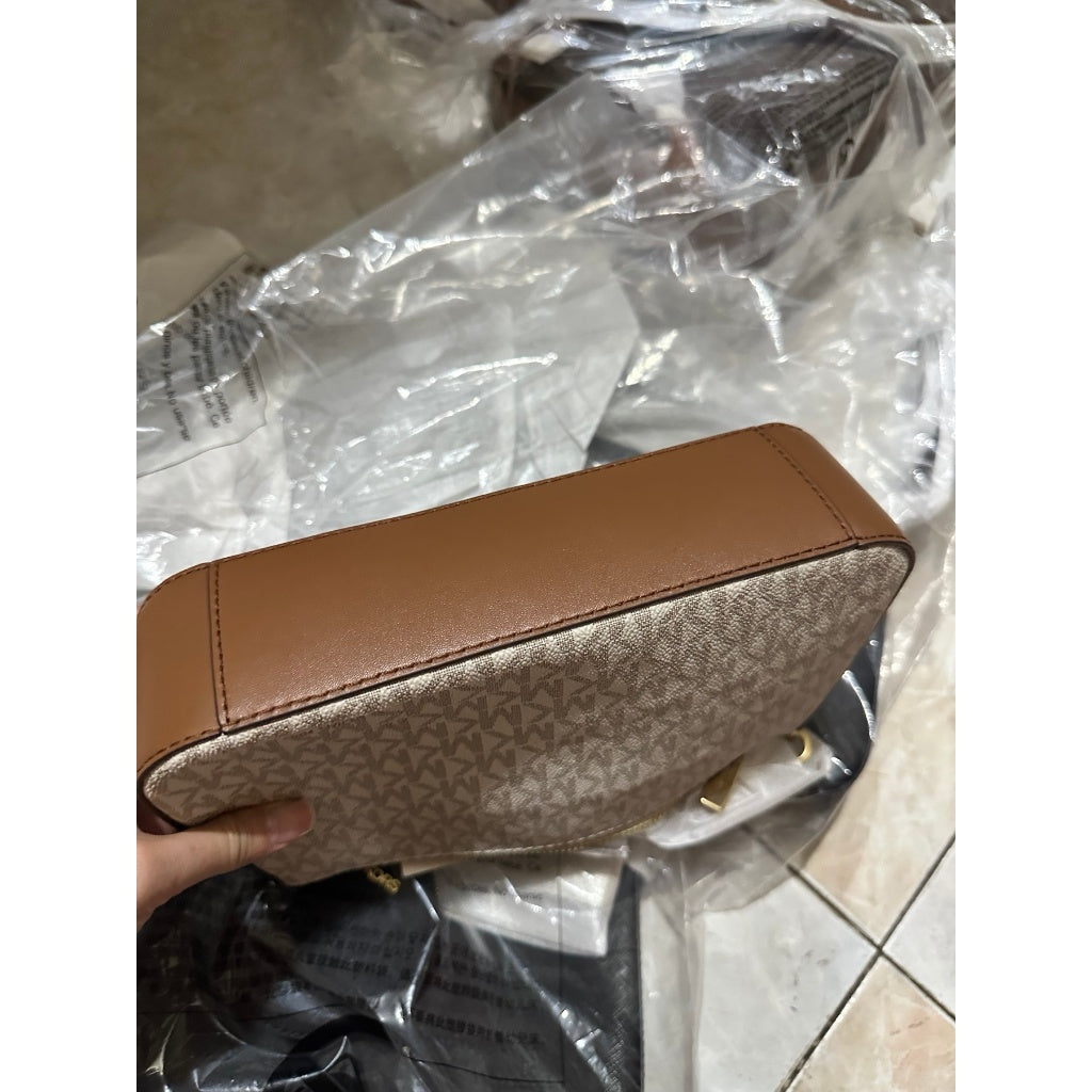 ORIG & IMPORTED MK Jet Set Signature Crossbody Tech Attachment Bag in Brown / Vanilla White