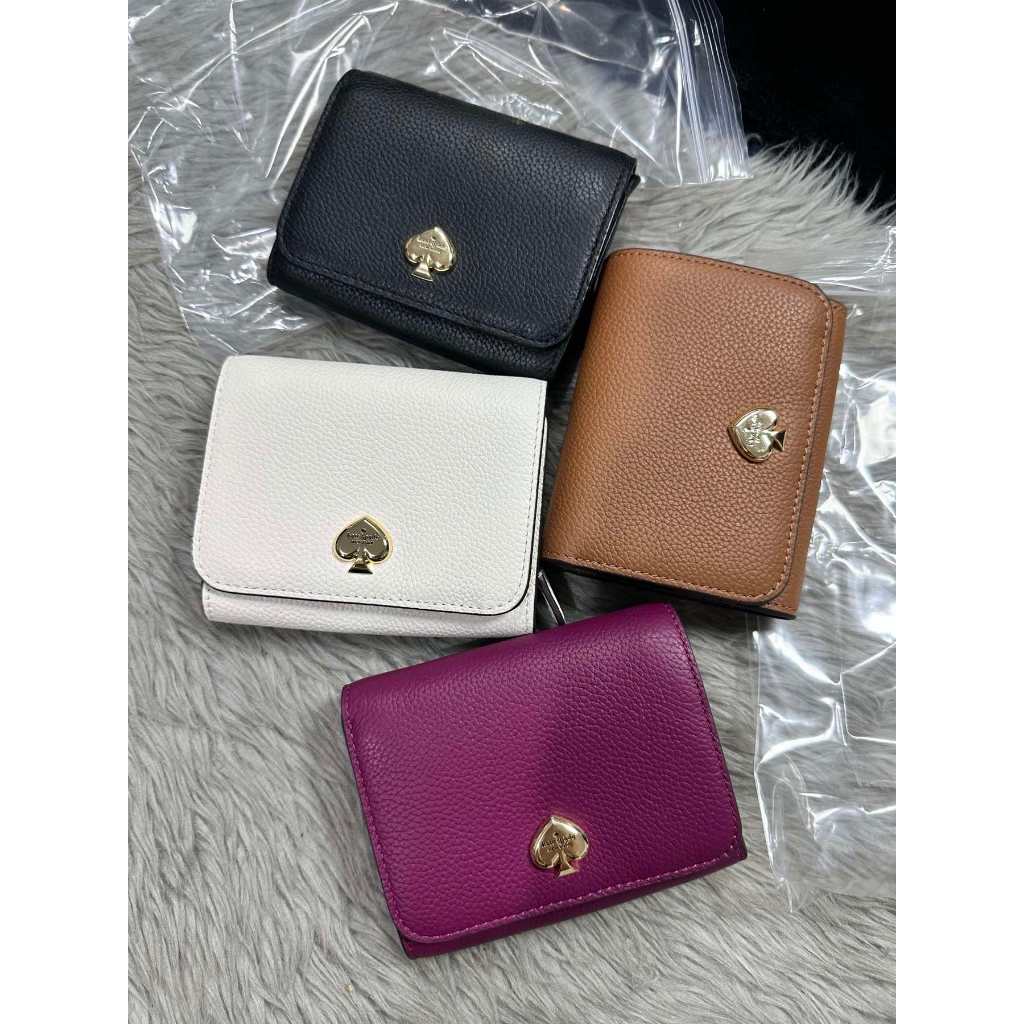 ORIG & IMPORTED KS Kayla Pebbled Leather Small L-Zip Wallet Brown White Black Pink