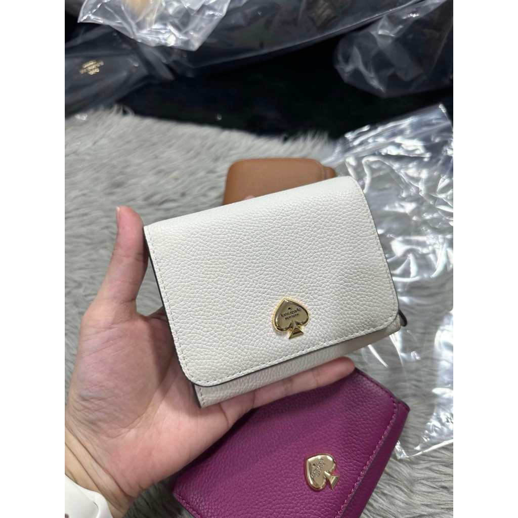 ORIG & IMPORTED KS Kayla Pebbled Leather Small L-Zip Wallet Brown White Black Pink