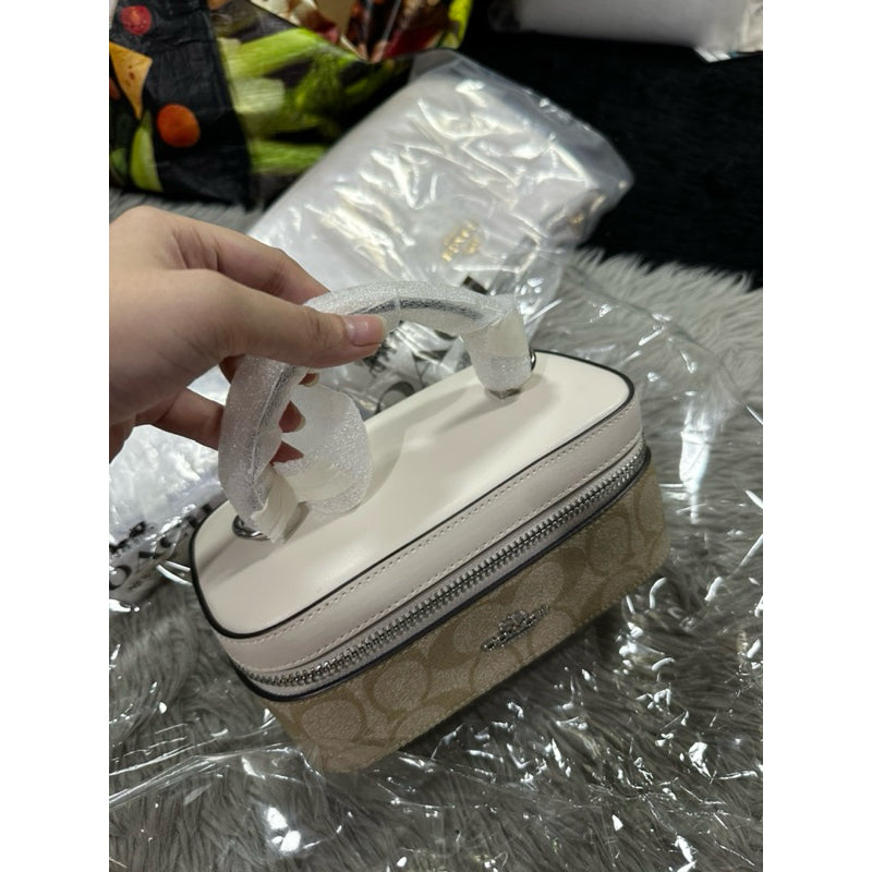 ORIG & IMPORTED CCH Small Train Case Crossbody Bag in Light Khaki/White