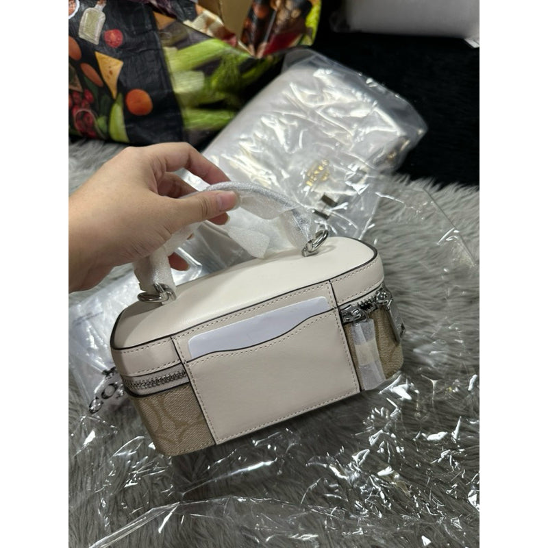 ORIG & IMPORTED CCH Small Train Case Crossbody Bag in Light Khaki/White