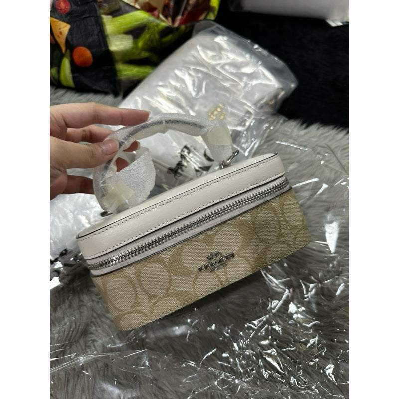 ORIG & IMPORTED CCH Small Train Case Crossbody Bag in Light Khaki/White