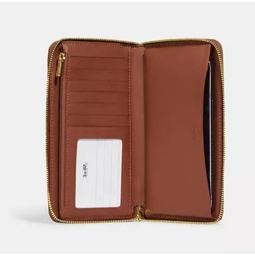 ORIG & IMPORTED CCH Dempsey Large Phone Long Wallet In Signature Brown/Khaki/Black Jacquard