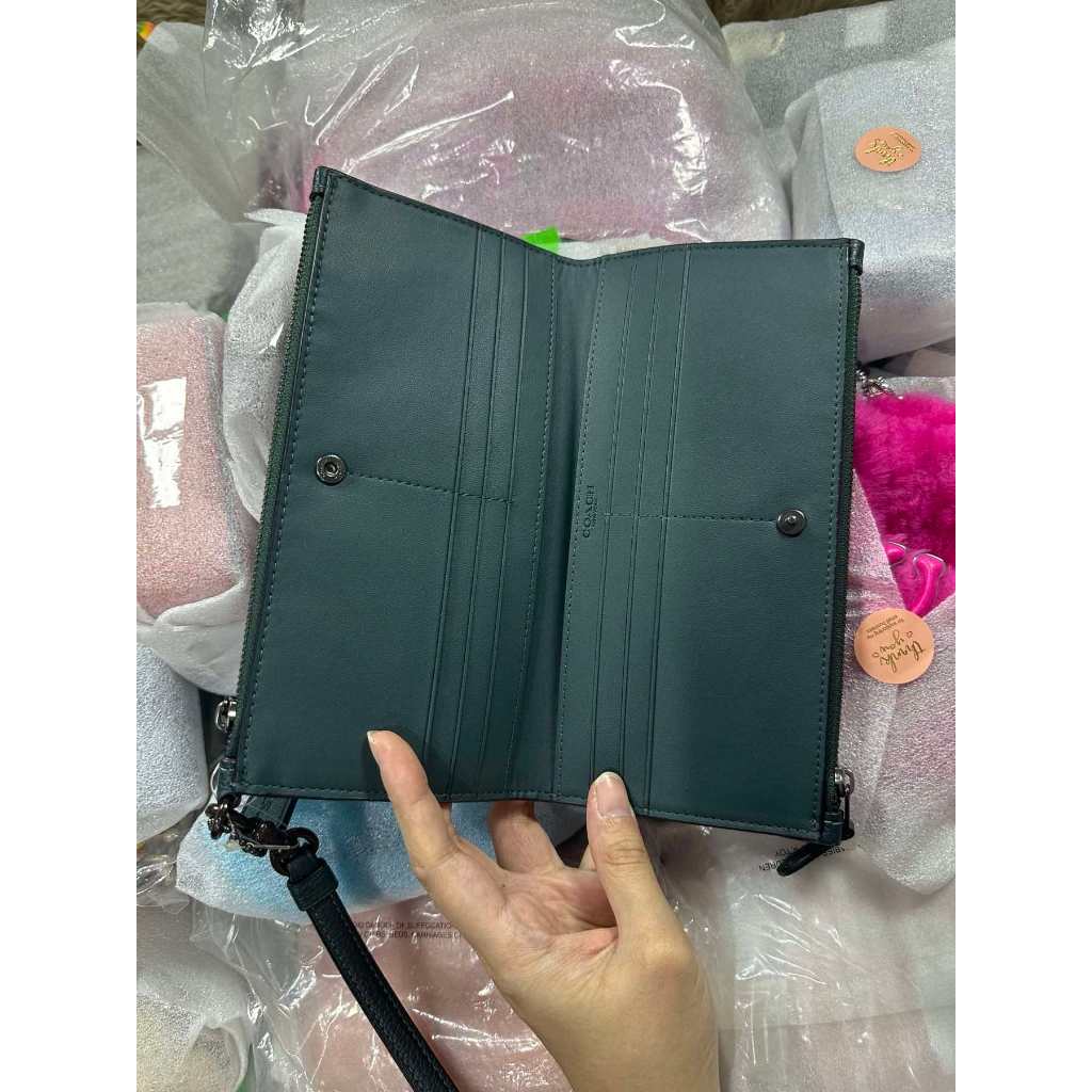 ORIG & IMPORTED CCH RARE Retail Double Zip Long Phone Wallet Phone Wristlet Forest Green