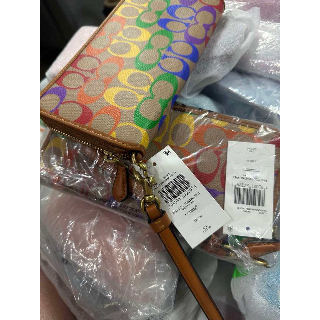 ORIG & IMPORTED CCH Continental Long Phone Wallet In Rainbow Signature Canvas Brown