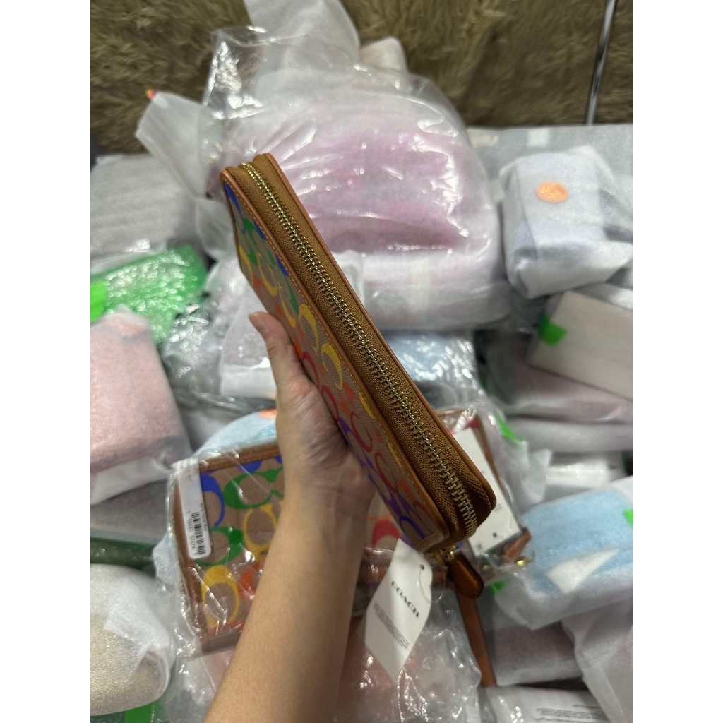 ORIG & IMPORTED CCH Continental Long Phone Wallet In Rainbow Signature Canvas Brown