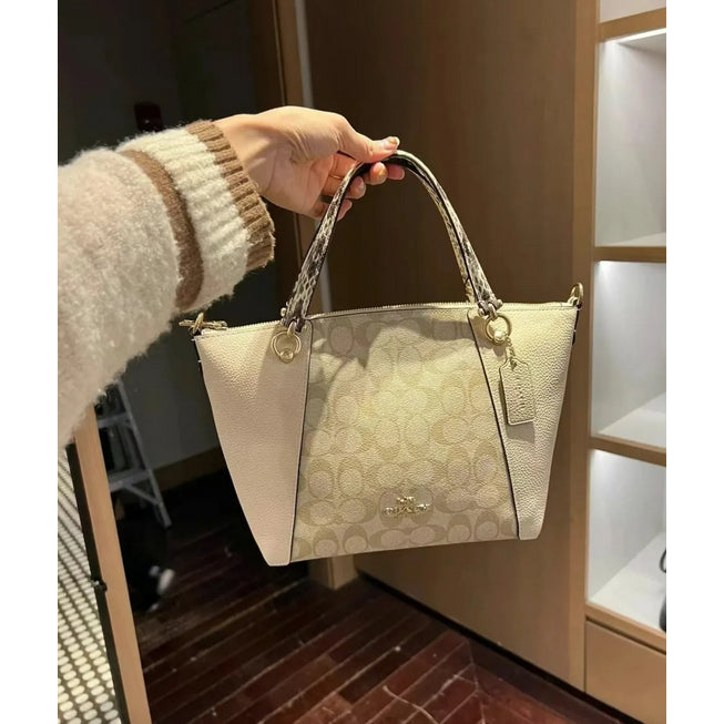 ORIG & IMPORTED CCH Kacey Satchel Bag In Colorblock Signature Canvas Khaki