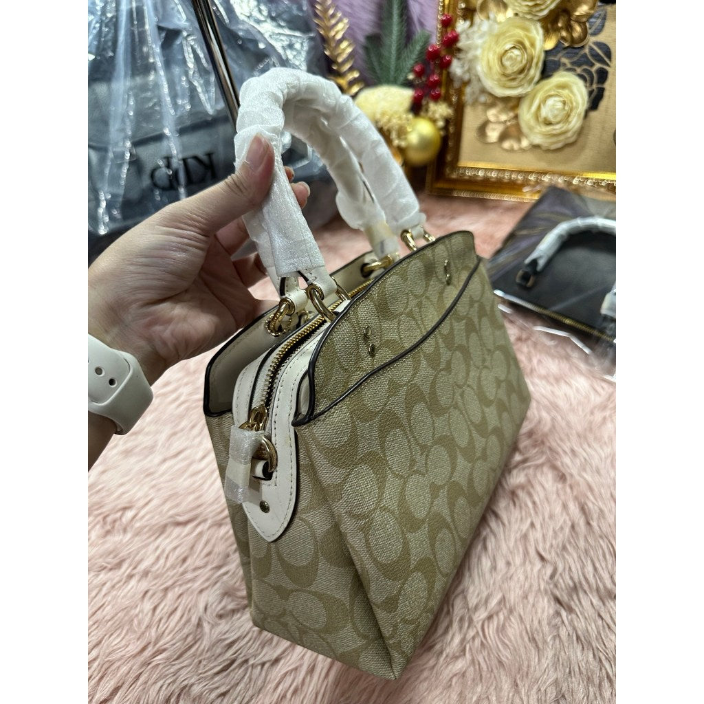 ORIG & IMPORTED CCH Mini Lillie Carryall Satchel Bag Light Khaki/White