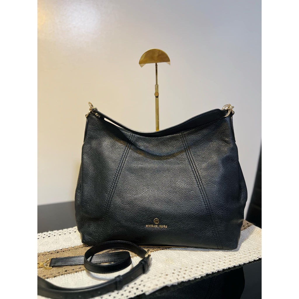 ORIG Preloved MK Sienna Large Logo Shoulder Bag Black