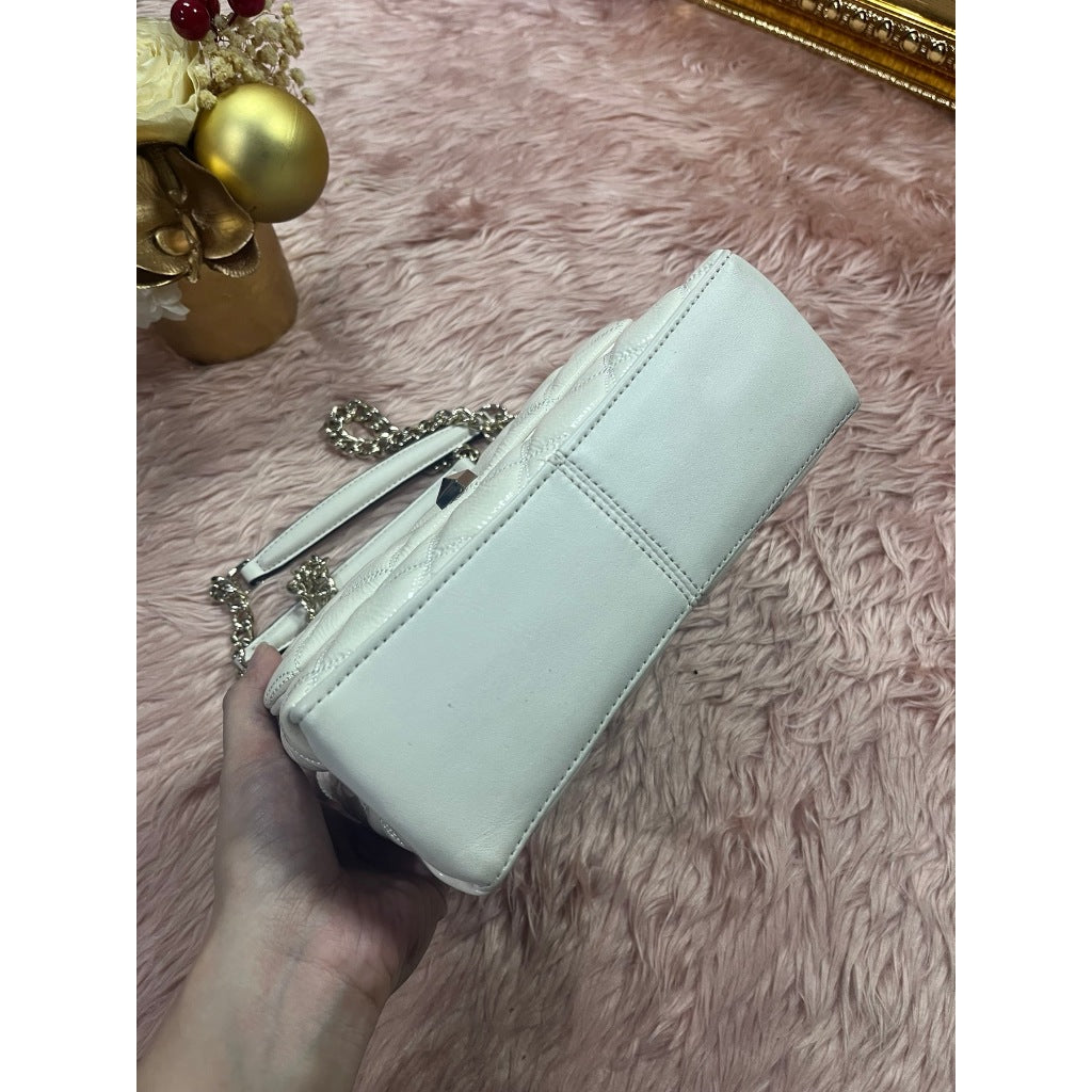 ORIG Preloved KS Natalia Quilted Small Flap Crossbody Bag in Parchment White