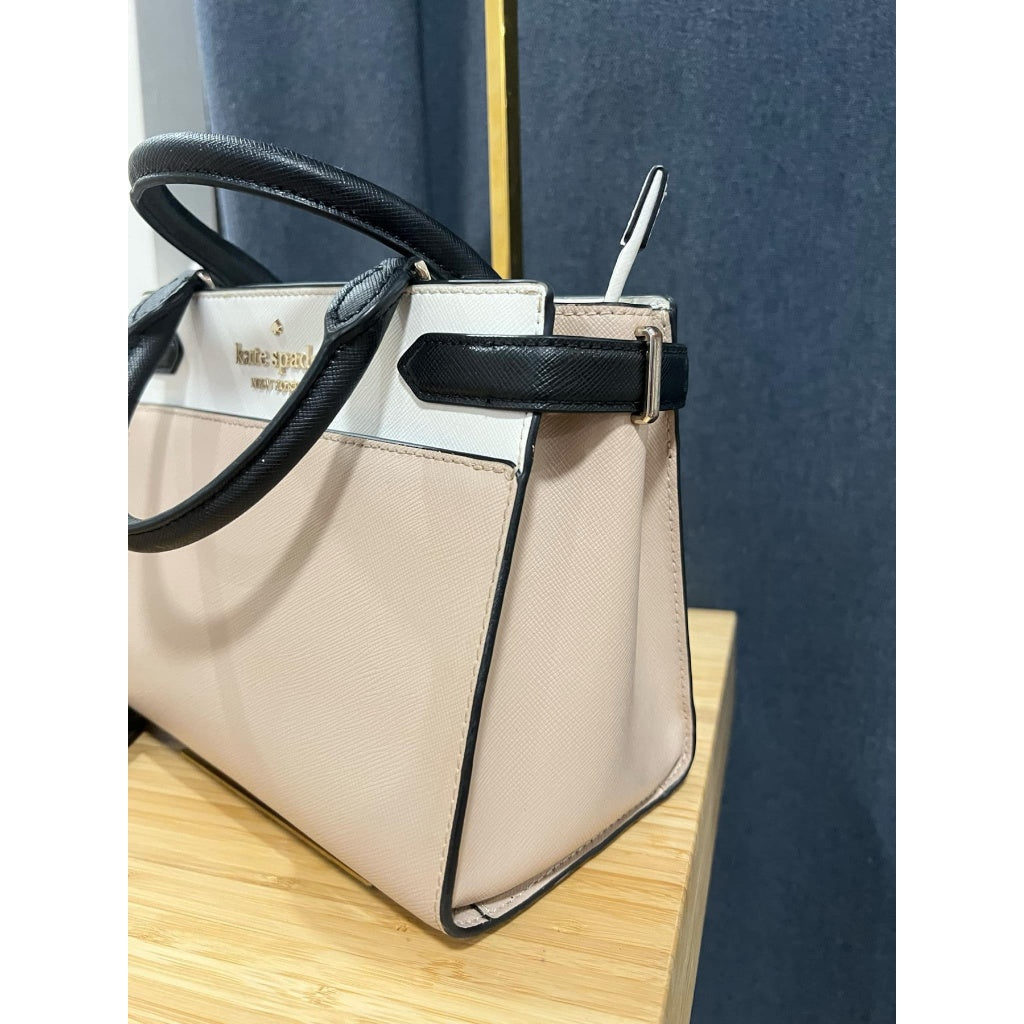 ORIG Preloved KS Staci Colorblock Small Satchel Beige Bag