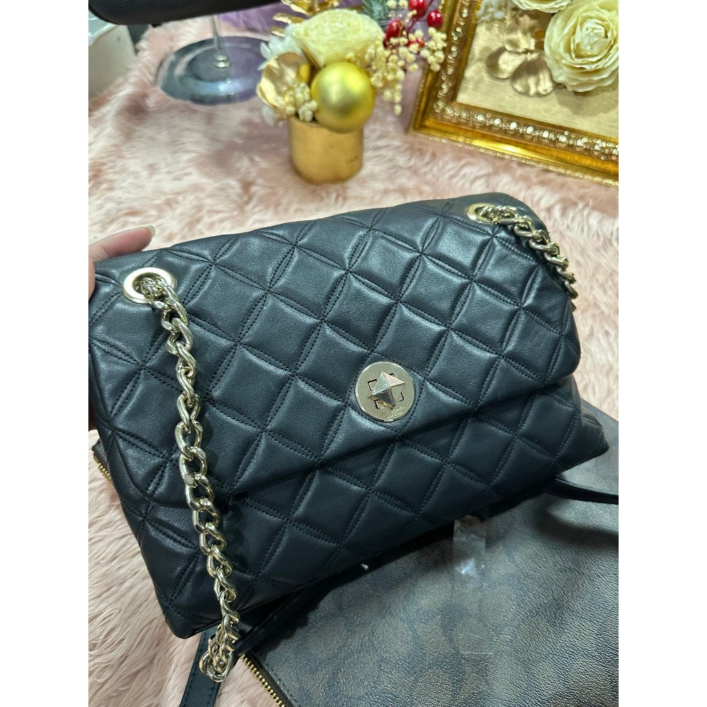 ORIG Preloved KS Natalia Smooth Quilted Medium Flap Black Bag