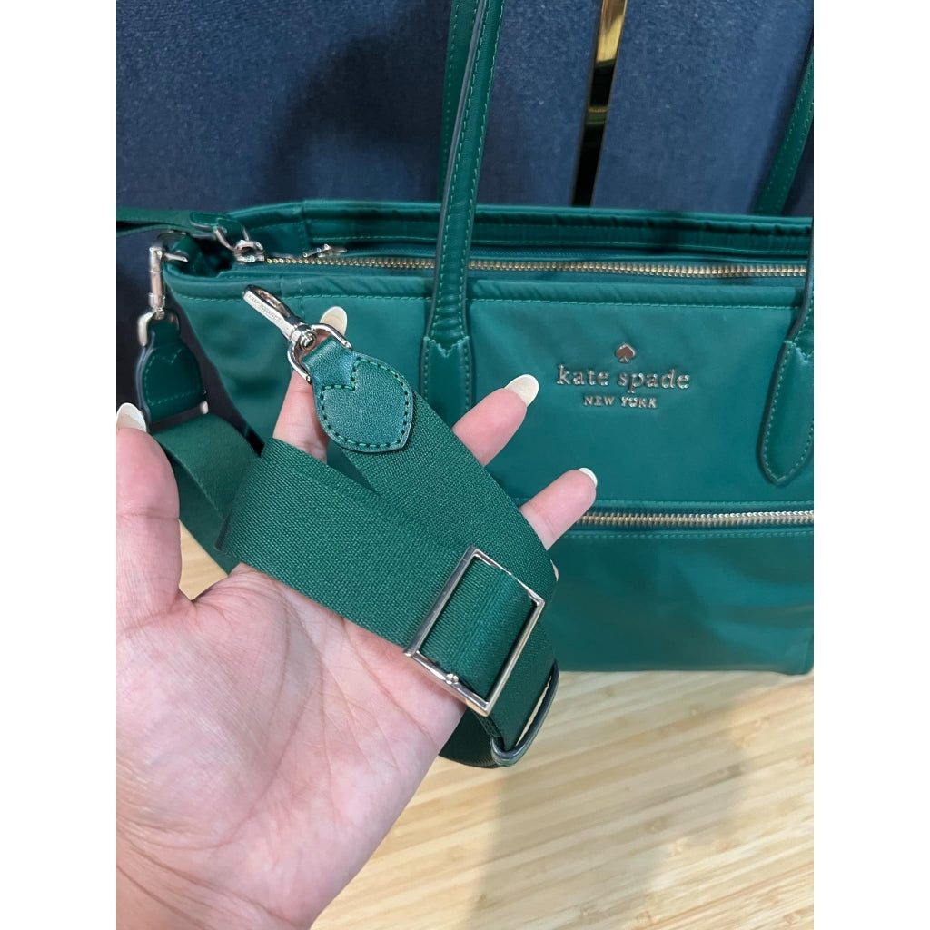 ORIG Preloved KS Chelsea Medium Satchel Nylon Bag Deep Jade Green