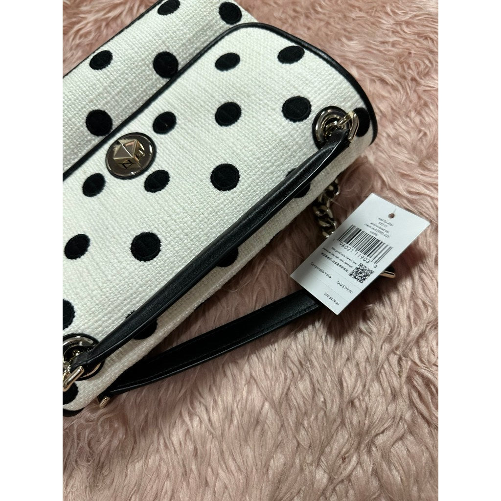 ORIG & IMPORTED KS Natalia Medium Flap Shoulder Bag Embroidered White Bag