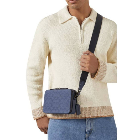 ORIG Preloved CCH Charter Crossbody Bag 19 In Signature Canvas Jacquard Blue