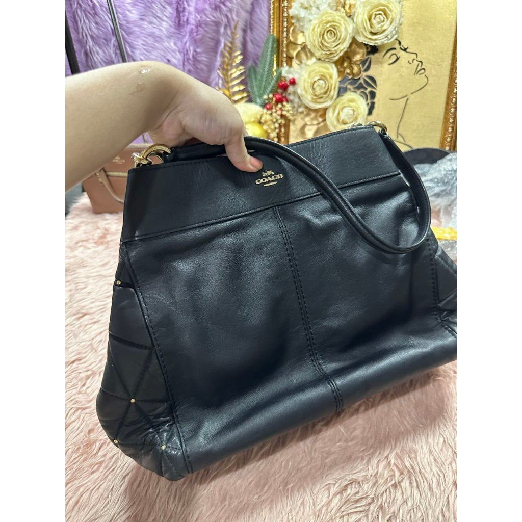 ORIG Preloved CCH Lexi Limited Edition Black Leather Quilted Stud Shoulder Bag