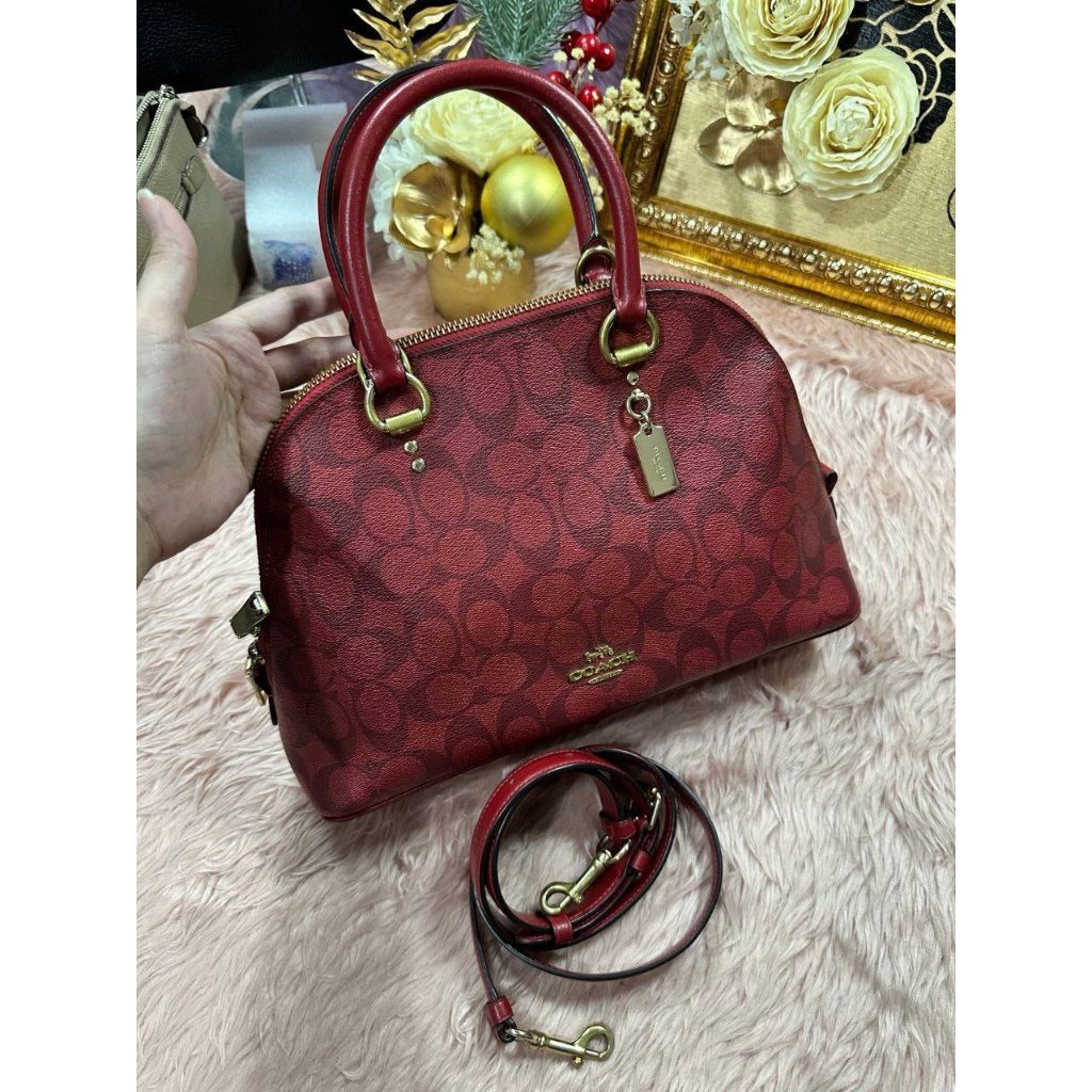 ORIG Preloved CCH Katy Satchel In Signature Canvas Red Bag