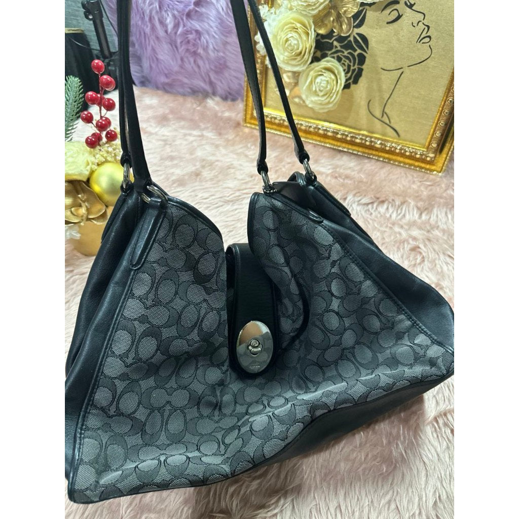 ORIG Preloved CCH Carlyle Shoulder Hobo Bag Black jacquard