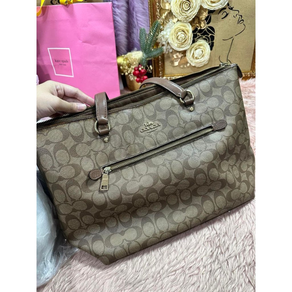 ORIG Preloved CCH Gallery Tote In Signature Canvas Khaki Brown Bag