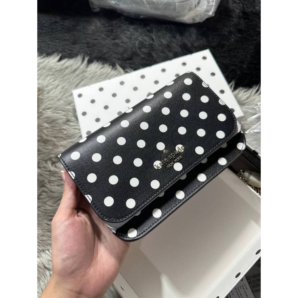 ORIG & IMPORTED KS Cheers Black Polka Dot Crossbody Black Mini Bag with Box