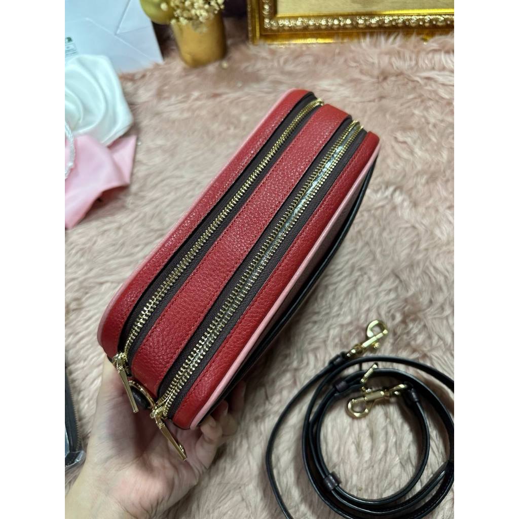 ORIG Preloved CCH Rare Jes Crossbody Double Zip Bag In Colorblock Red
