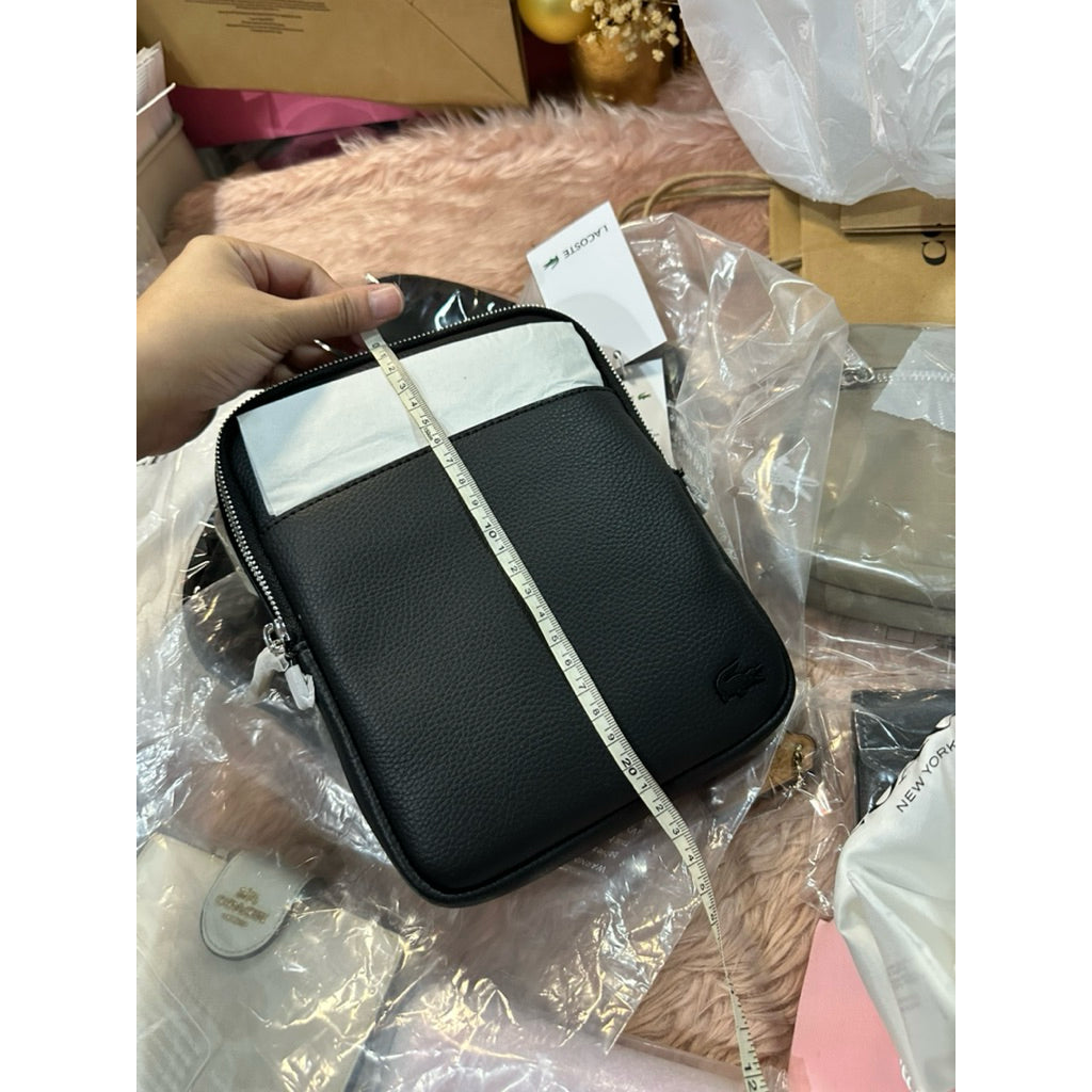 ORIG & IMPORTED LCT L Flat Crossover Men Leather Bag Black