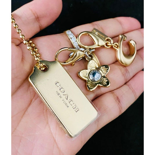 Orig Small Wallet Leather Gold Keychain / Bag Charms / Hangtag