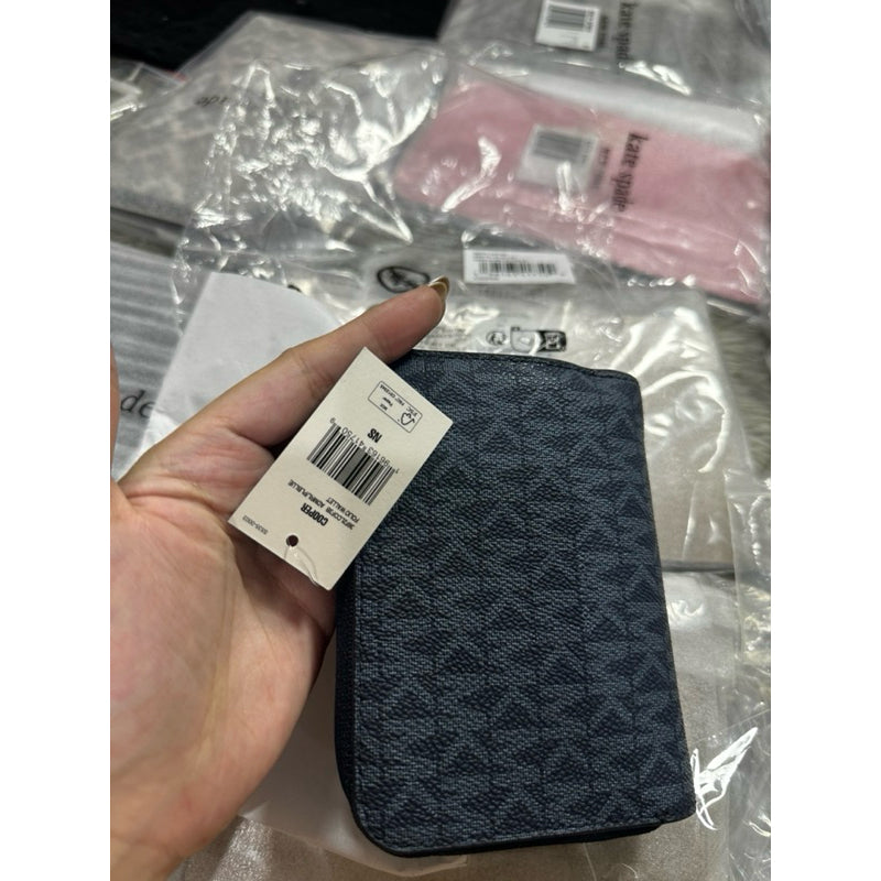 ORIG & IMPORTED MK Cooper Signature Logo Folio Men’s Coin Bifold Wallet blue black