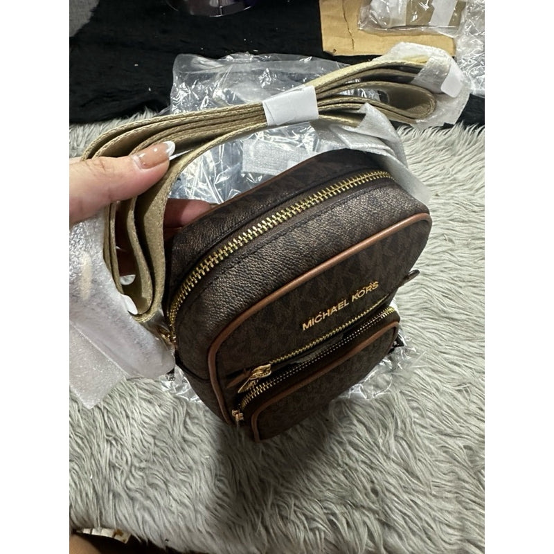 ORIG & IMPORTED MK Jet Set Small Signature Logo Crossbody Phone Bag Brown