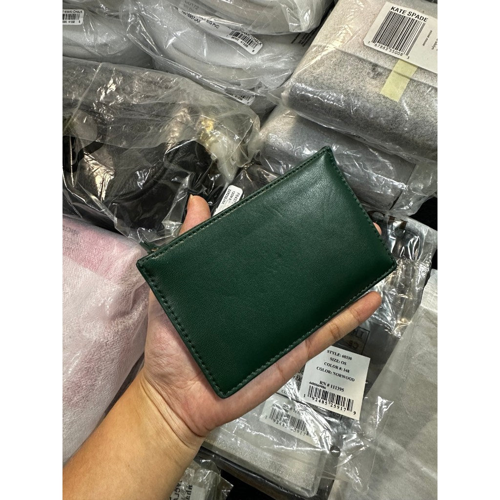 ORIG & IMPORTED TB Lily Zip Card Case Slim Wallet Green