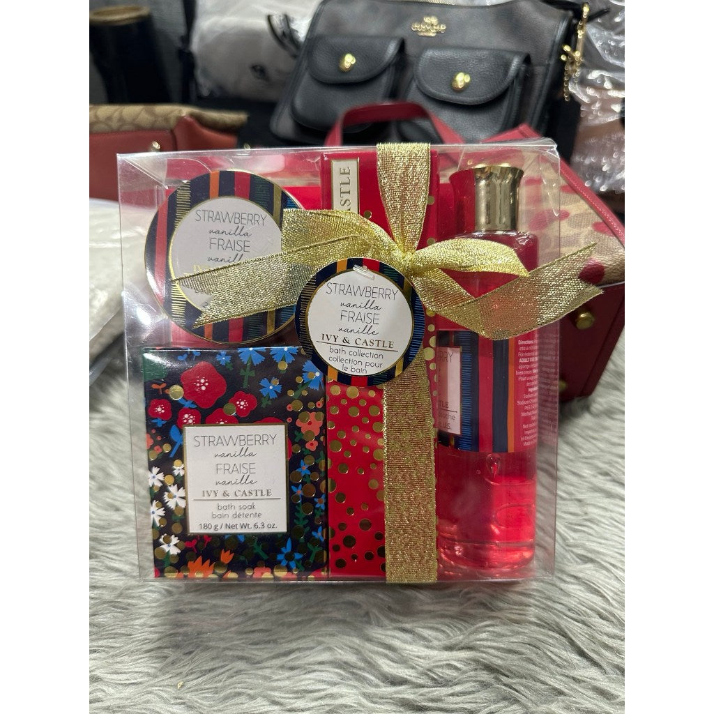 ORIG & IMPORTED Bath and Body Works BBW Ivy & Castle Bath Gift Set Strawberry Vanilla Fraise