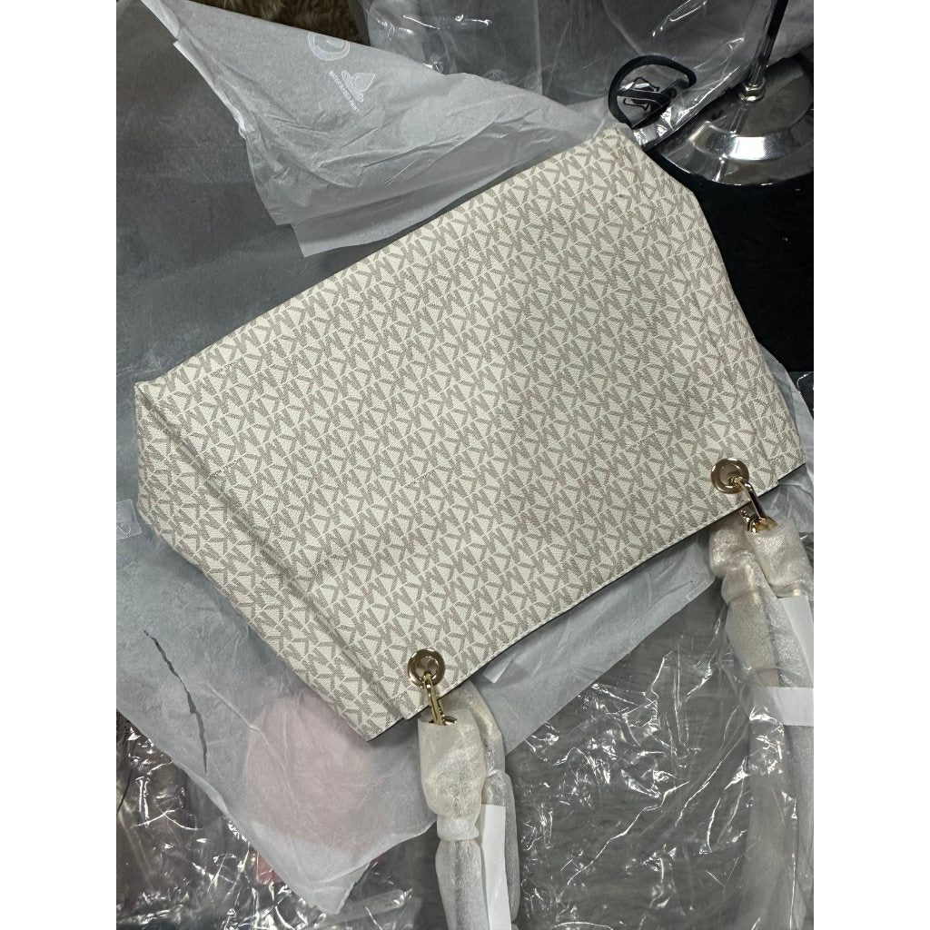 ORIG & IMPORTED MK Trisha Large Logo Shoulder Tote Bag in White