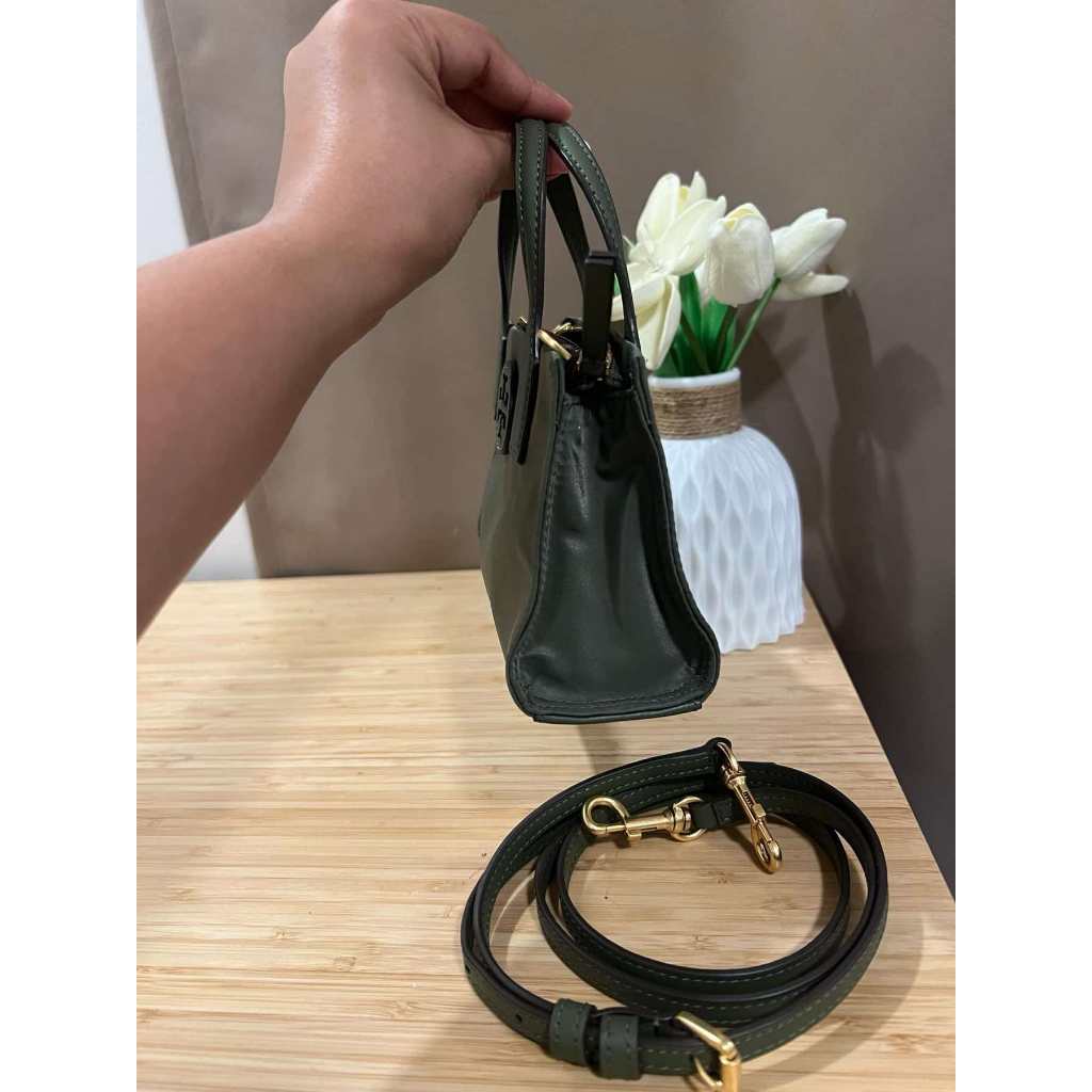 ORIG PRELOVED  TB Ella Nylon Mini Tote Crossbody Bag Purse in Green