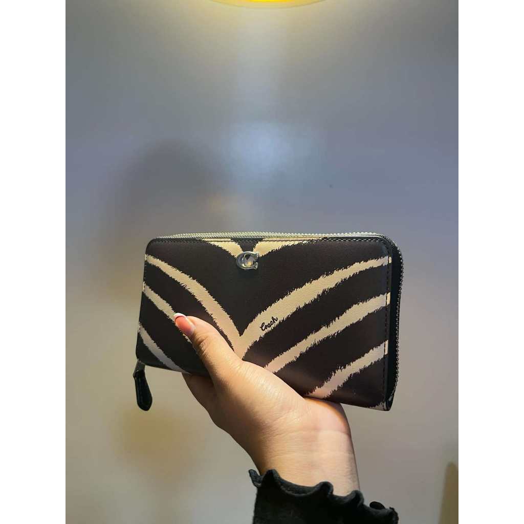 ORIG Preloved CCH Accordion Zip Long Wallet With Zebra Print