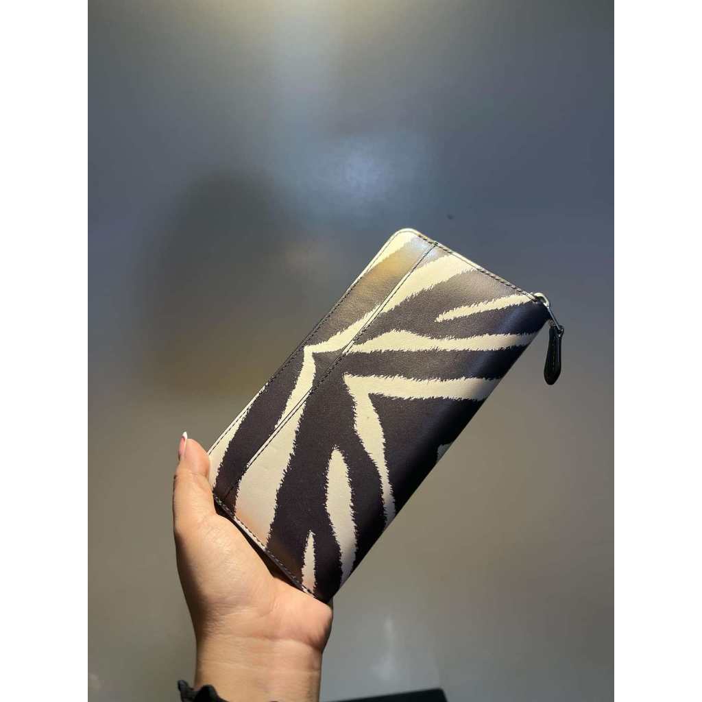 ORIG Preloved CCH Accordion Zip Long Wallet With Zebra Print