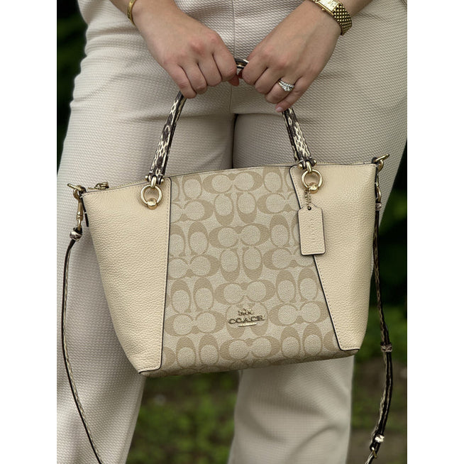ORIG & IMPORTED CCH Kacey Satchel Bag In Colorblock Signature Canvas Khaki