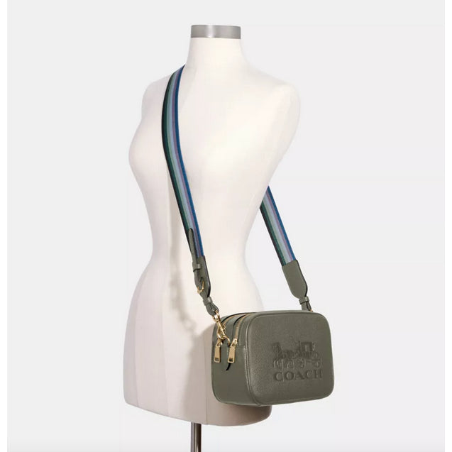 ORIG Preloved CCH Jes Crossbody Medium Double Zip Crossbody Blue Bag with Horse And Carriage