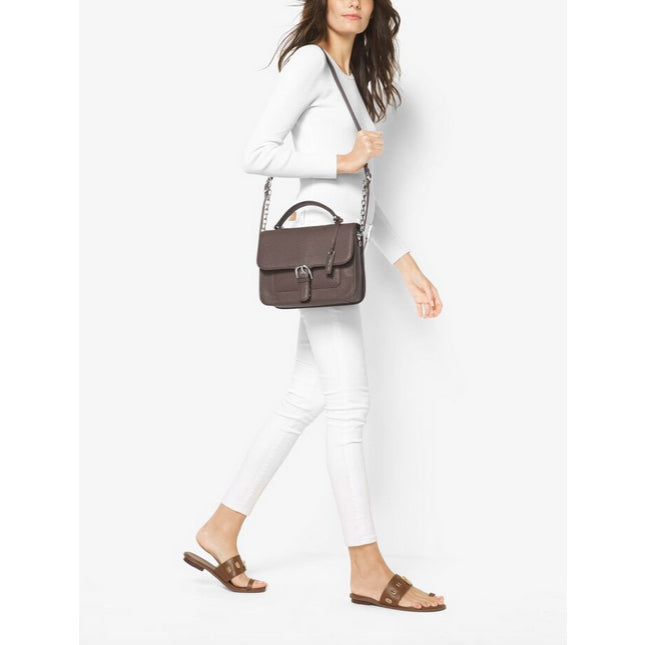 ORIG Preloved MK Cooper Large Leather School Flap Satchel Bag Brown