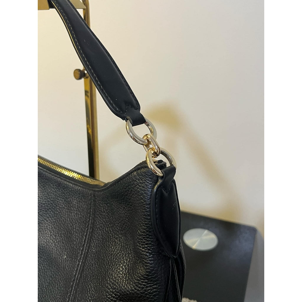 ORIG Preloved MK Sienna Large Logo Shoulder Bag Black