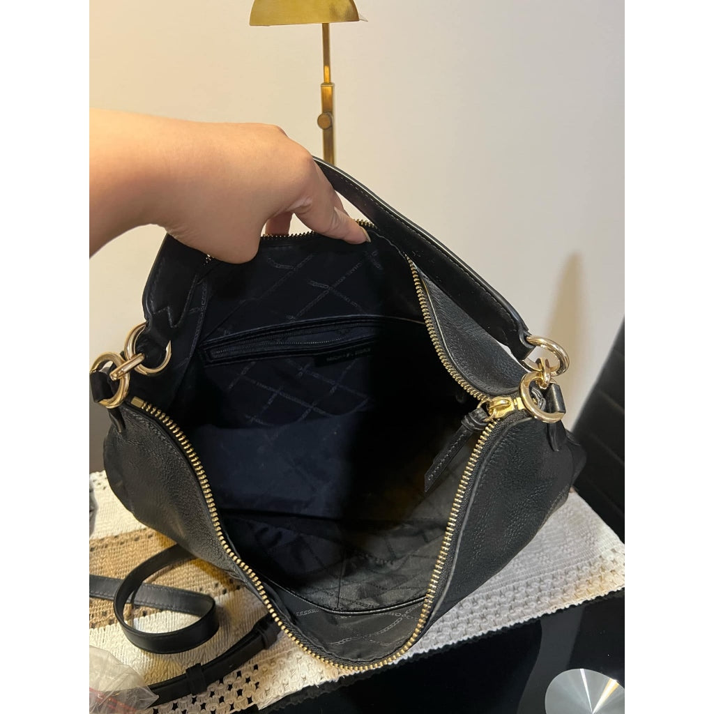 ORIG Preloved MK Sienna Large Logo Shoulder Bag Black