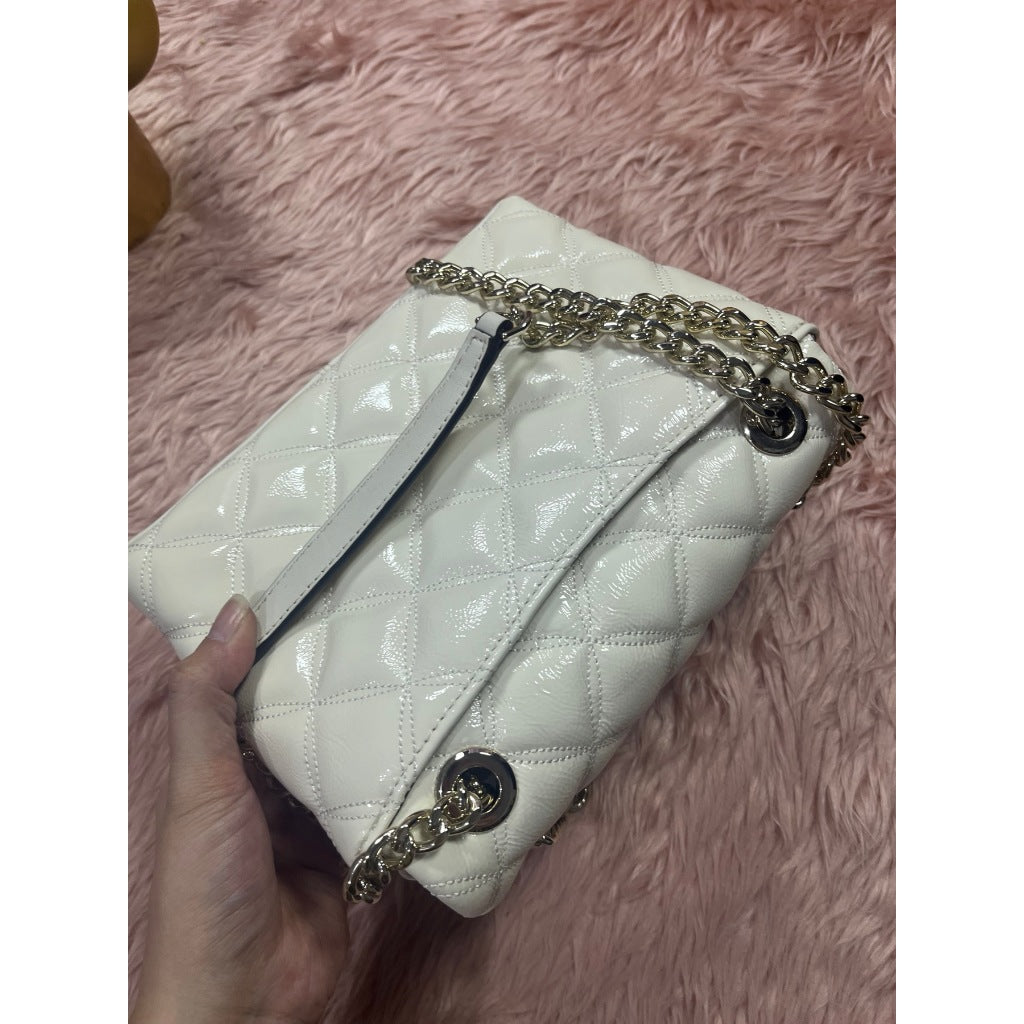 ORIG Preloved KS Natalia Quilted Small Flap Crossbody Bag in Parchment White
