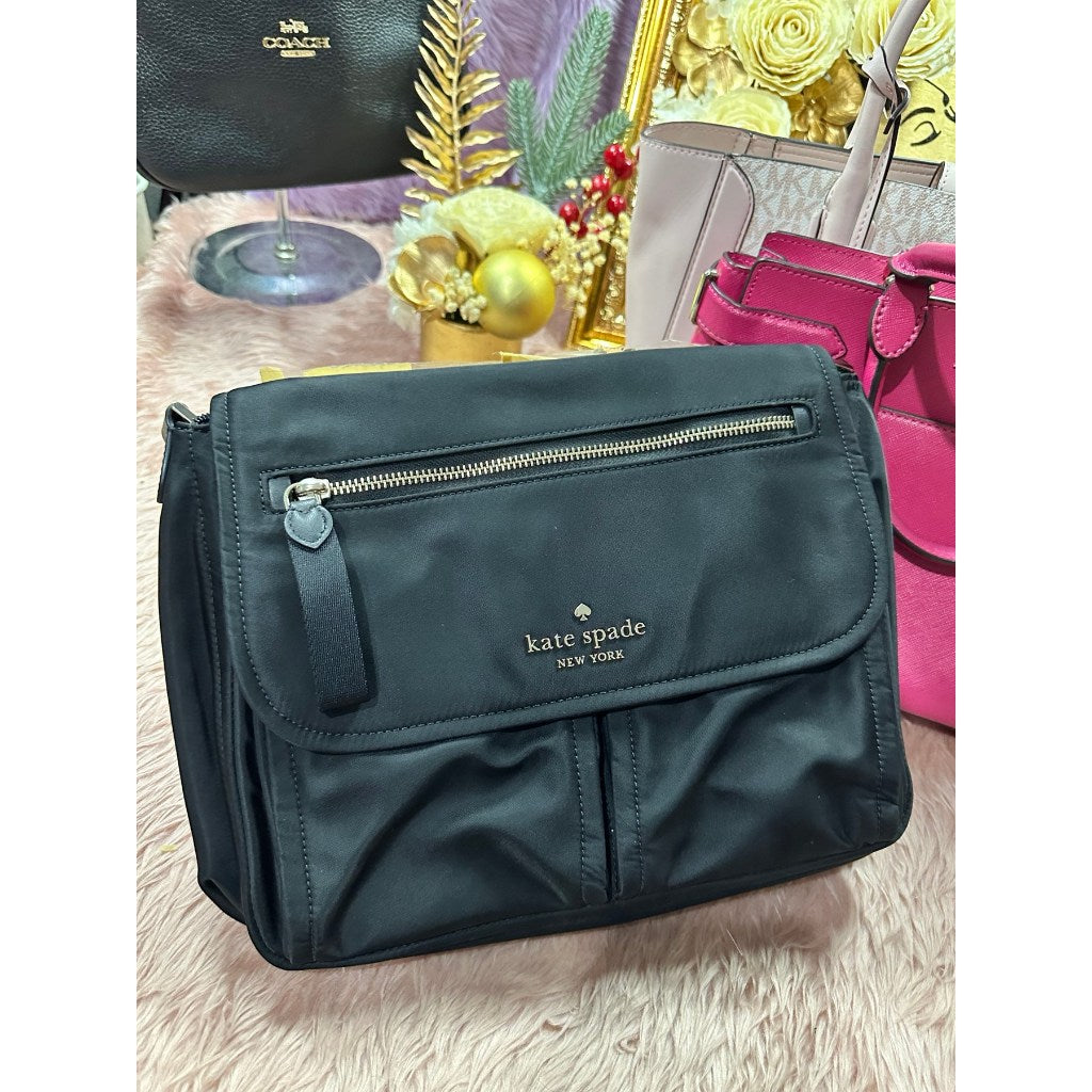 ORIG Preloved KS Chelsea Messenger Black Nylon Bag