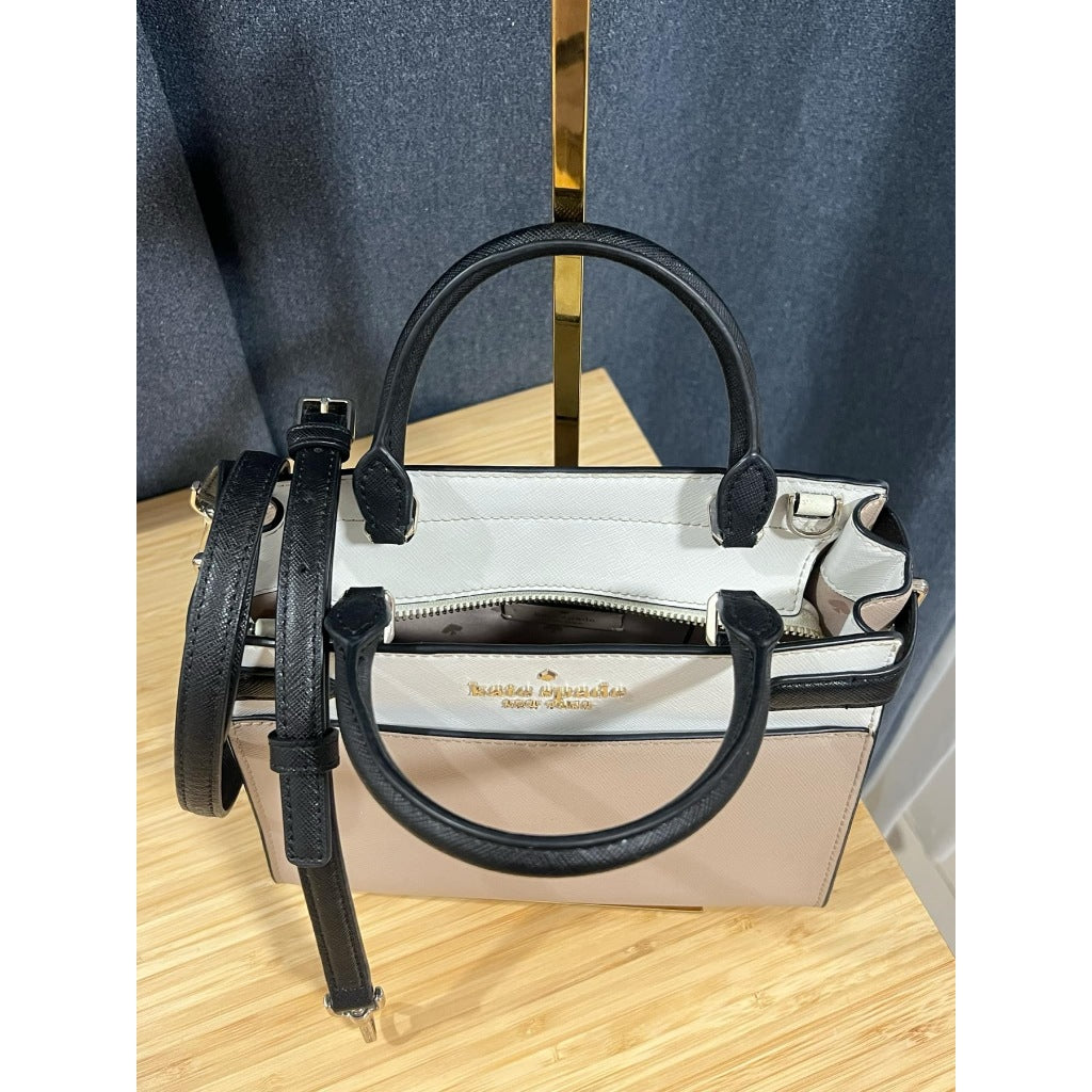 ORIG Preloved KS Staci Colorblock Small Satchel Beige Bag