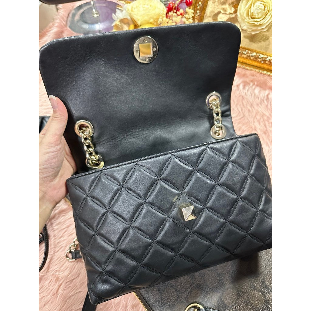 ORIG Preloved KS Natalia Smooth Quilted Medium Flap Black Bag