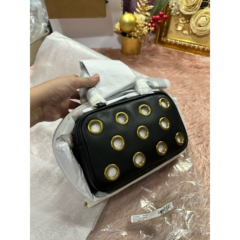 ORIG & IMPORTED CCH Small Satchel Crossbody Black Bag With Grommets