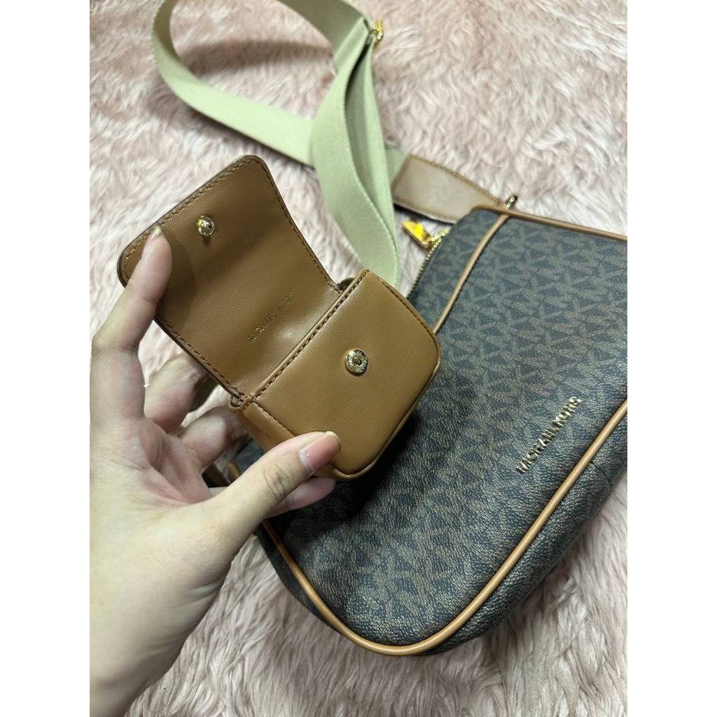 ORIG & IMPORTED Preloved MK Jet Set Medium Signature Logo Crossbody Brown Bag with Case for AirPo