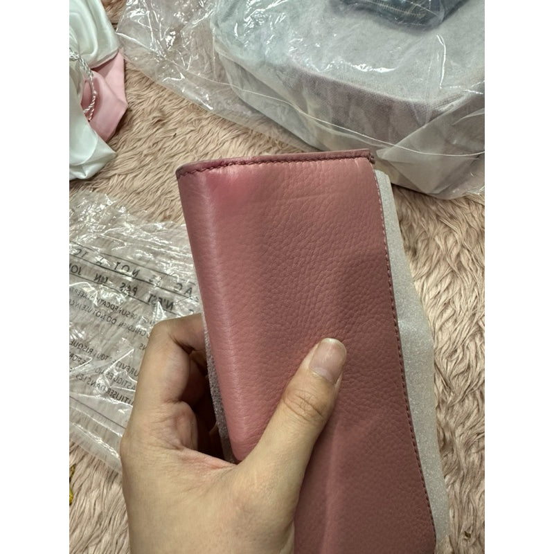 ORIG & IMPORTED TB Pink Leather Britten Duo Continental Long Phone Wallet