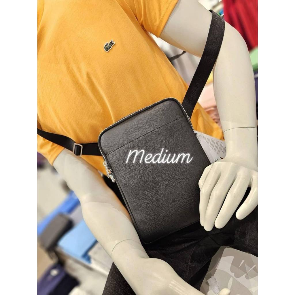 ORIG & IMPORTED LCT L Flat Crossover Men Leather Bag Black
