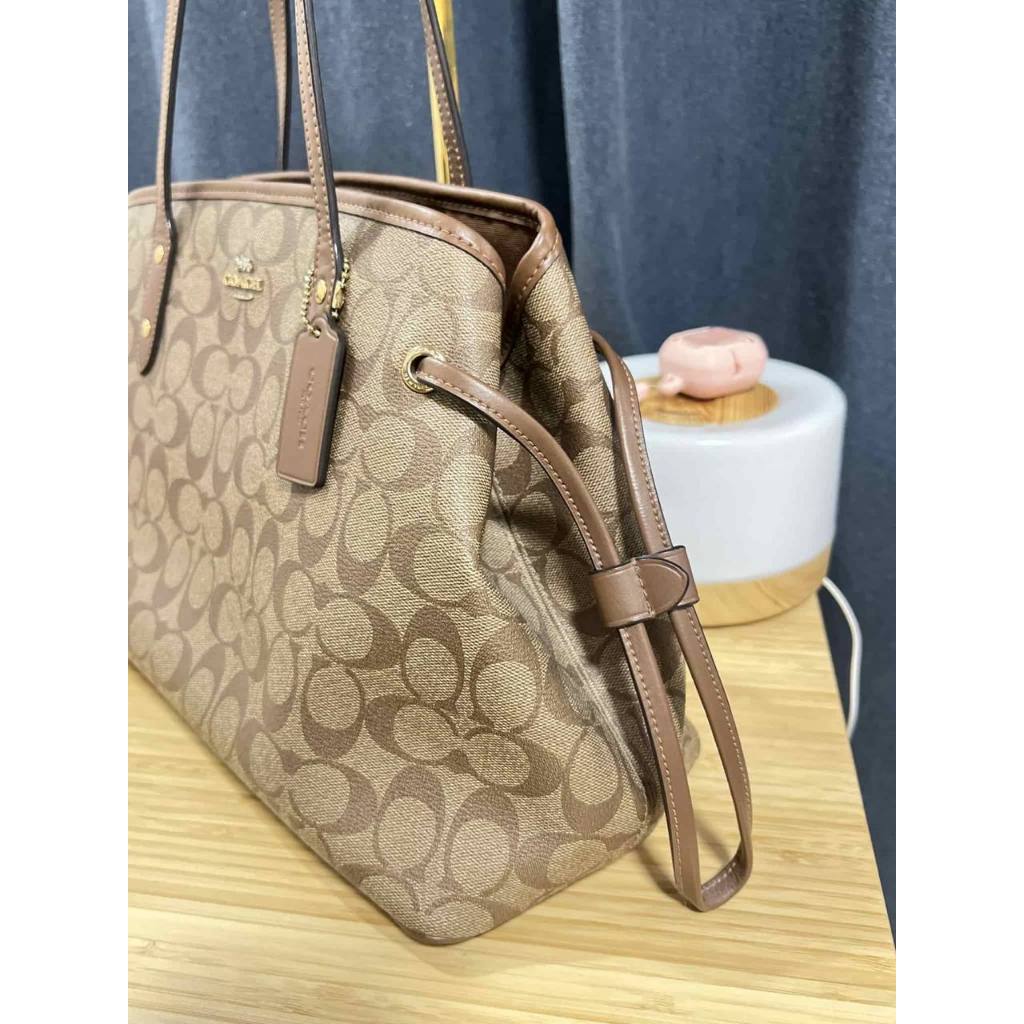 ORIG Preloved CCH Drawstring Carryall Large Tote Satchel Bag Khaki Brown
