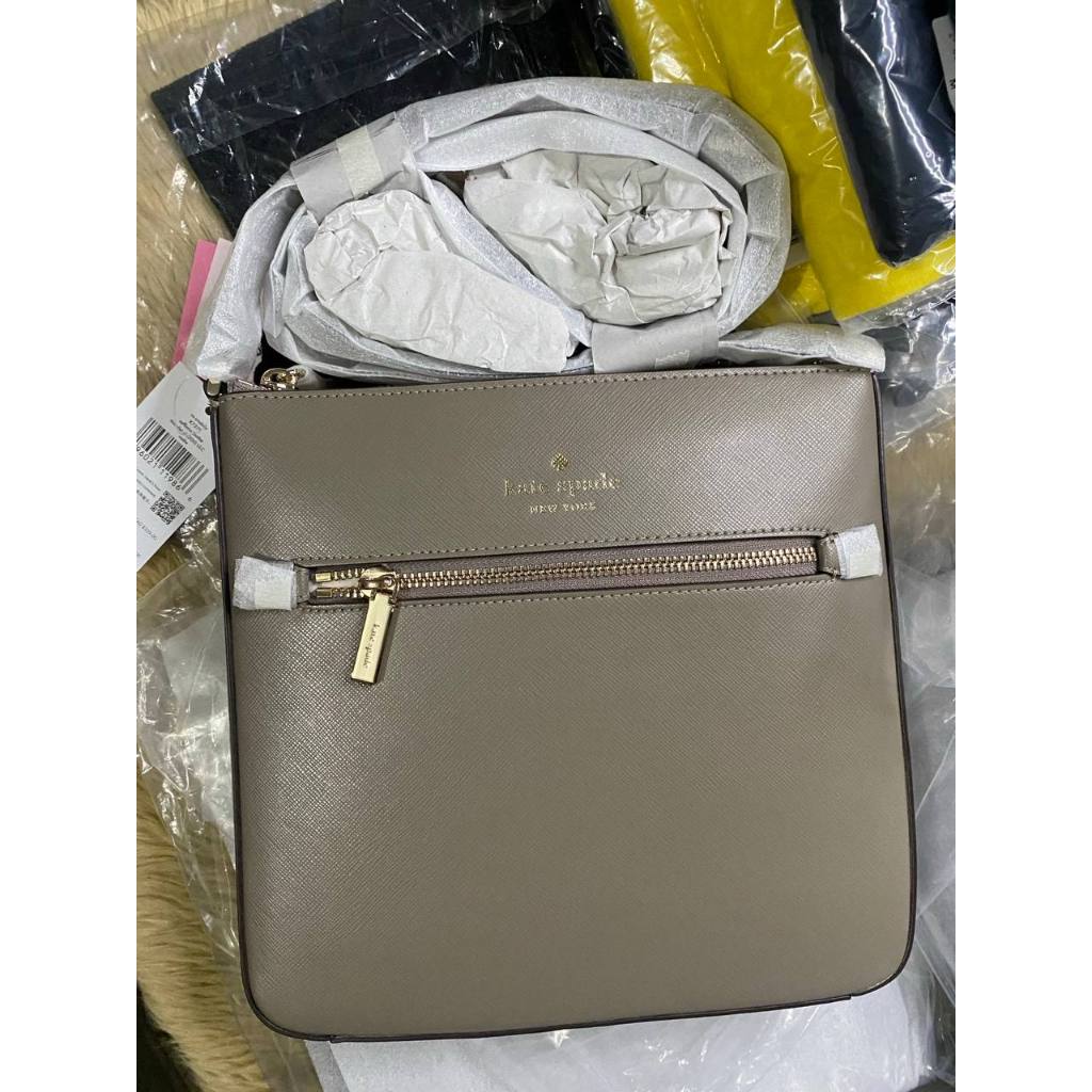 ORIG & IMPORTED KS Sadie North South Crossbody Bag in Black & Taupe